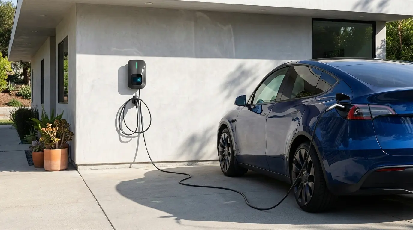 Residential garage EV charging with an AC wallbox charger