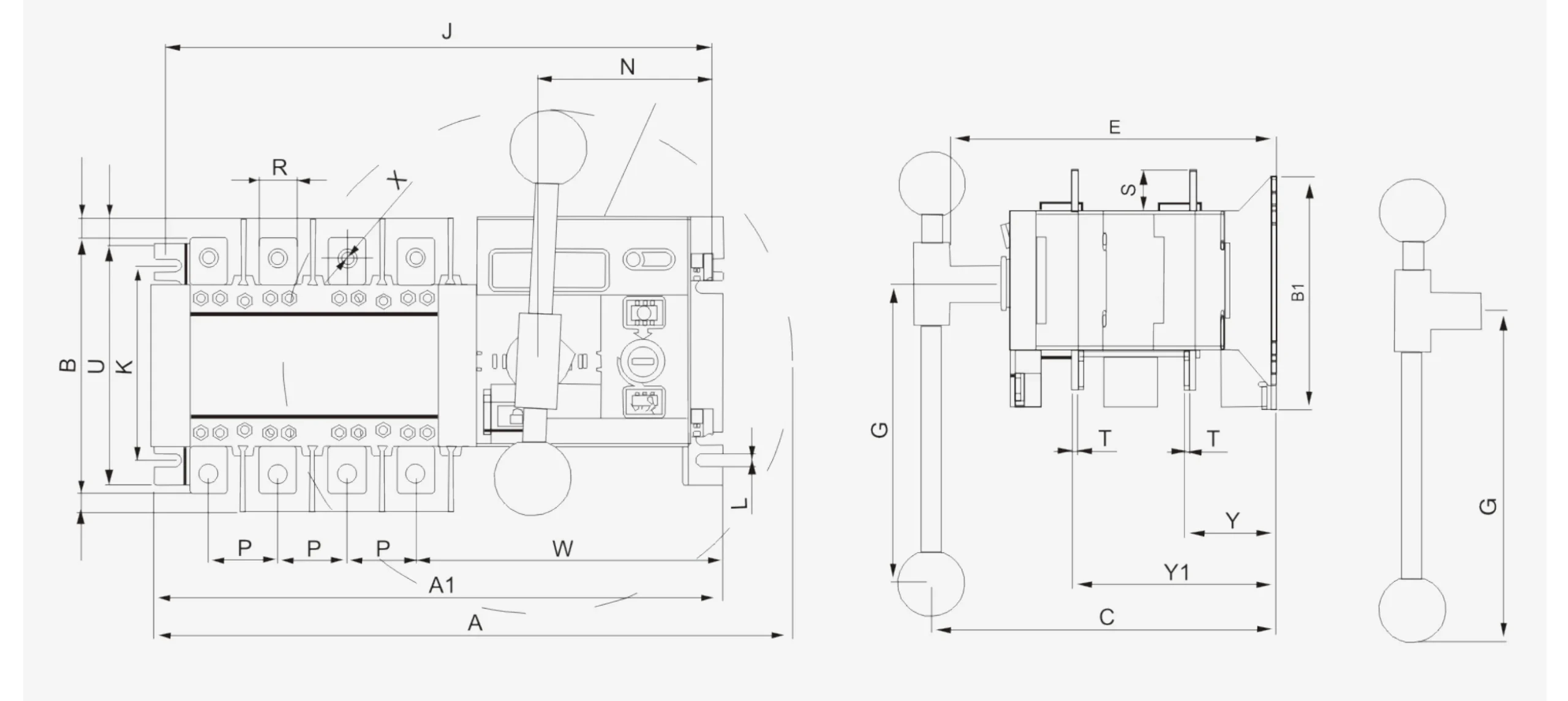 EKATS1 100-1600A dimensions