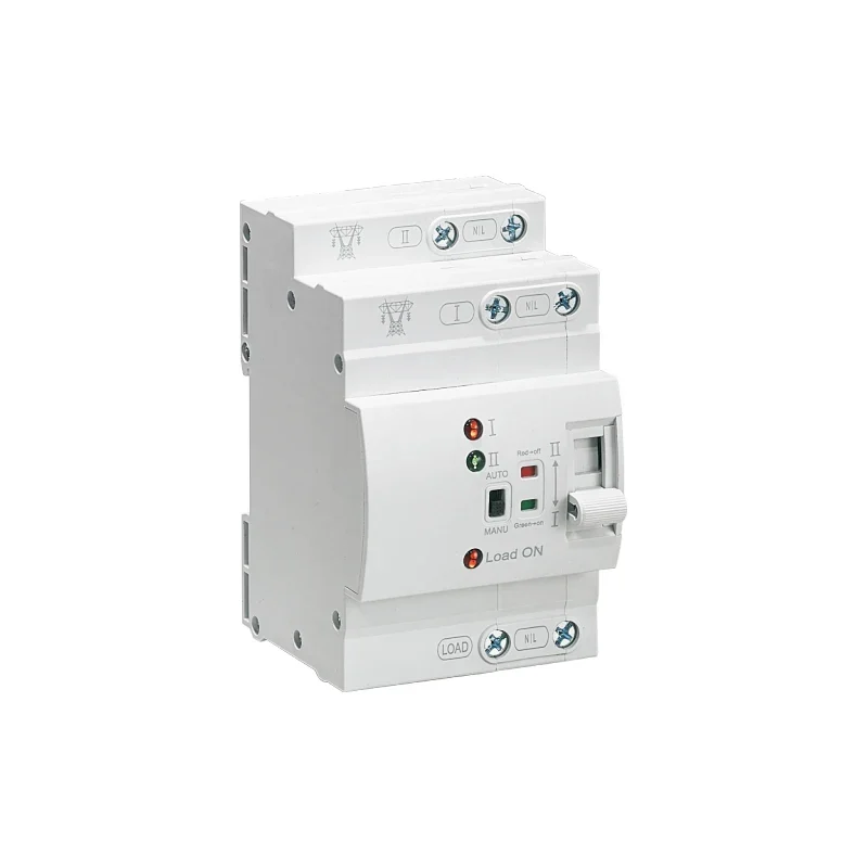 ETEK EKATS3 dual power automatic transfer switch, white modular ATS with I/II power terminals, AUTO/MANU switch and Load ON indicator