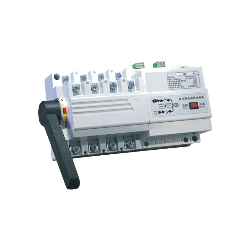 ETEK EKATS6 dual power automatic transfer switch PC class ATS with black operating handle, Auto Manual switch and 4P terminals