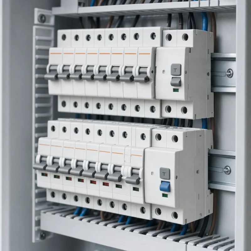 Different types of circuit breakers in a low-voltage distribution board
