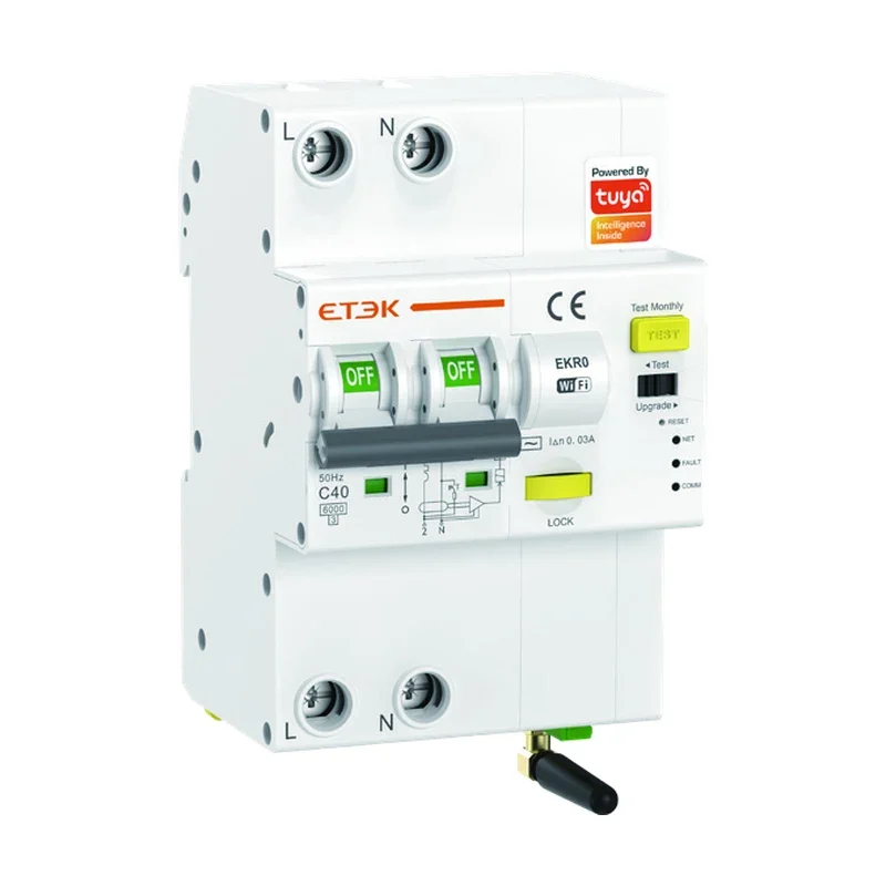 DRAFT — EKR0 series smart RCBO appearance photo (1P+N) white background; PDF source is WiFi-branded, not dedicated RS485 art