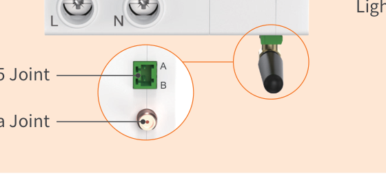EKR0 WiFi RS485 joint A/B and antenna joint detail