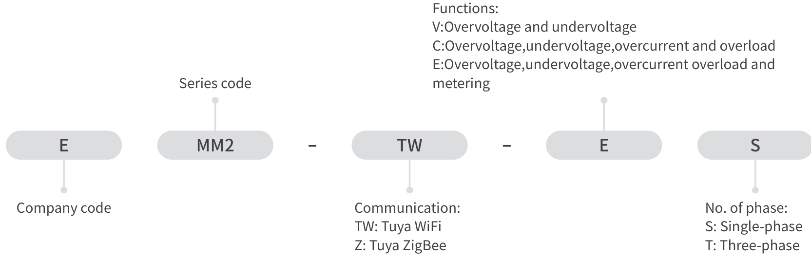 EMM2 series instruction of type code diagram