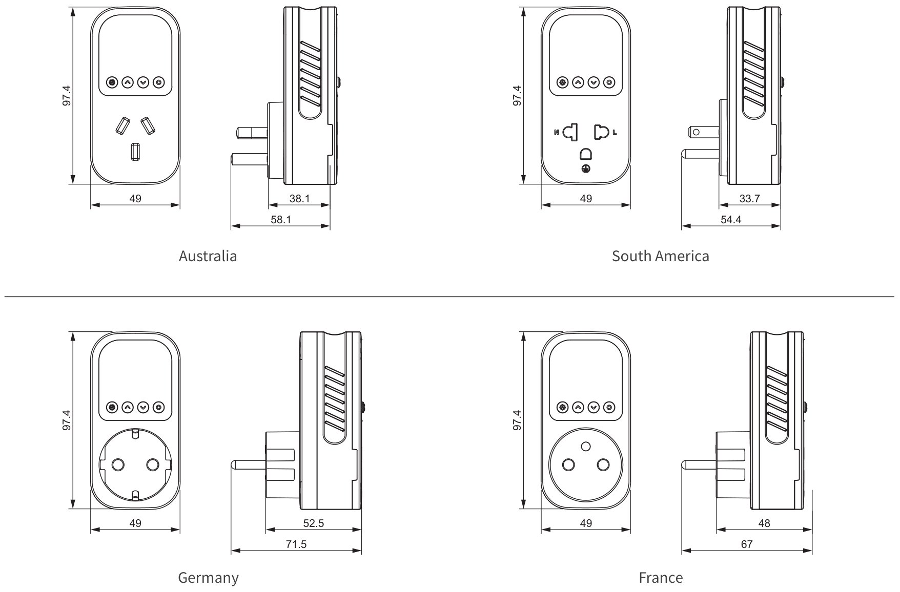 ES3J series intelligent socket converter dimension drawings