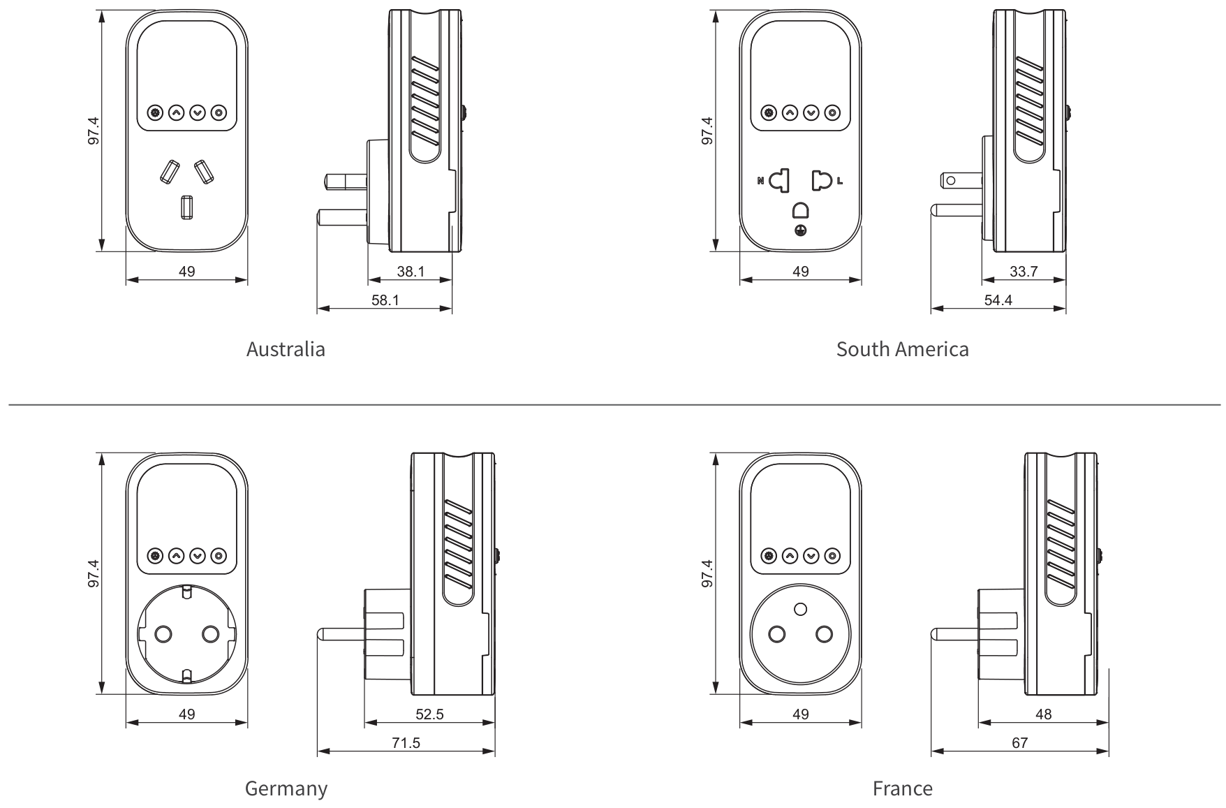 ES3W series temperature-controlled socket dimension drawings
