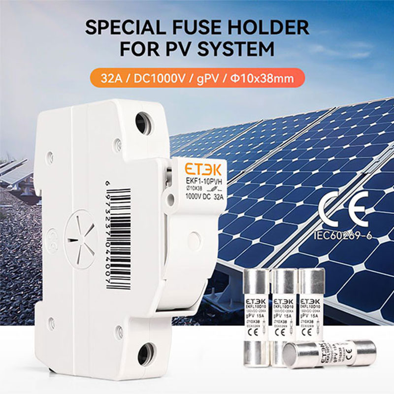 ETEK 1-32A 1000VDC Rail Mount PV Solar Fuse blocks and Holders for 10 x 38mm Fuse without fuse core