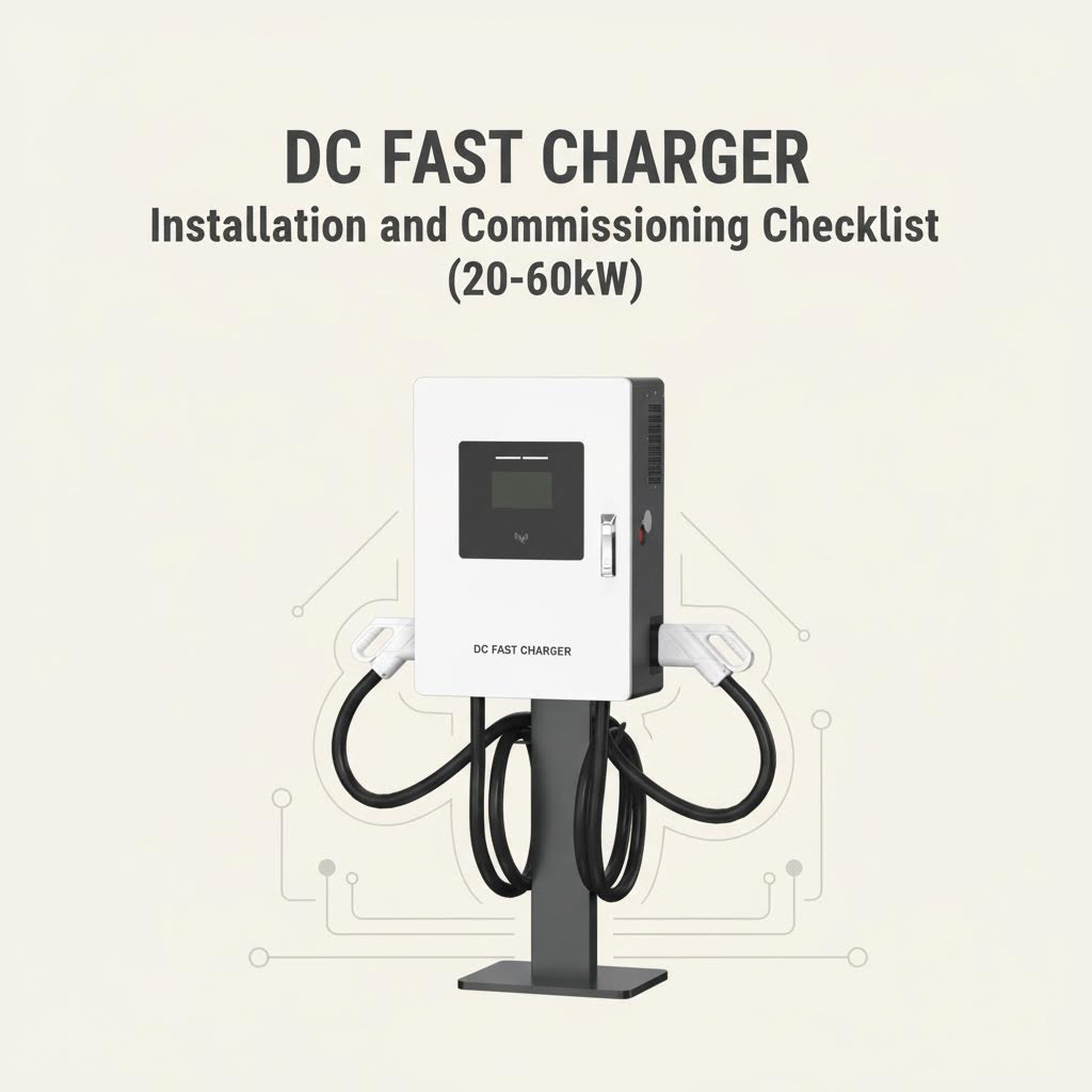DC fast charger installation and commissioning checklist cover (20–60kW compact DC chargers)